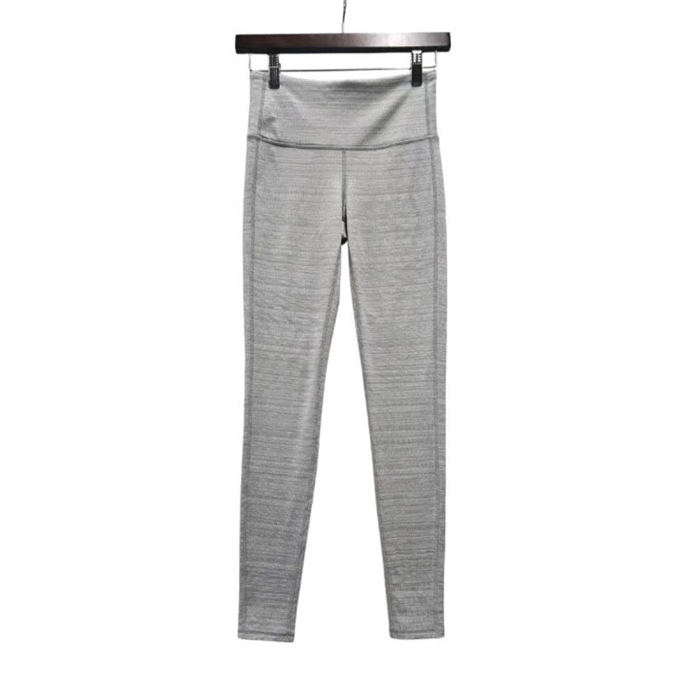 Athleta Womens High Rise Jacquard Chaturanga 7/8 Tight Leggings Sz XS Gray Yoga